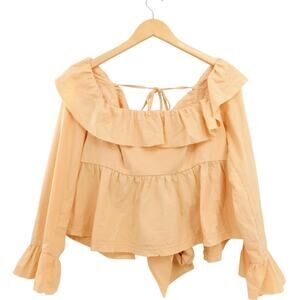 Free‎ People Pumpkin Light Orange Backless Bow Back Cropped Blouse Top Size M